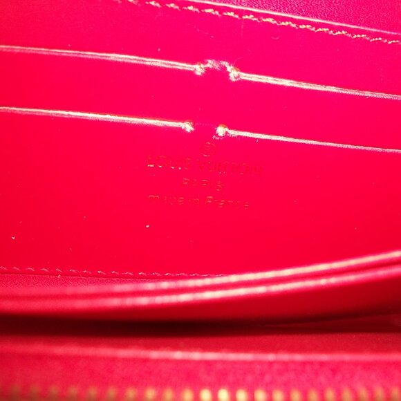 Monogrammed Red Vinyl Zip-Around CLutchWallet in Style of B=Vernis Wallet NOT LV - Picture 10 of 12